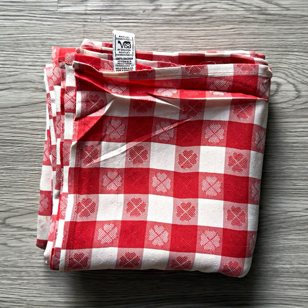 Red & White Gingham Square Tablecloth, Dacron - Dining Room or Kitchen 72x72